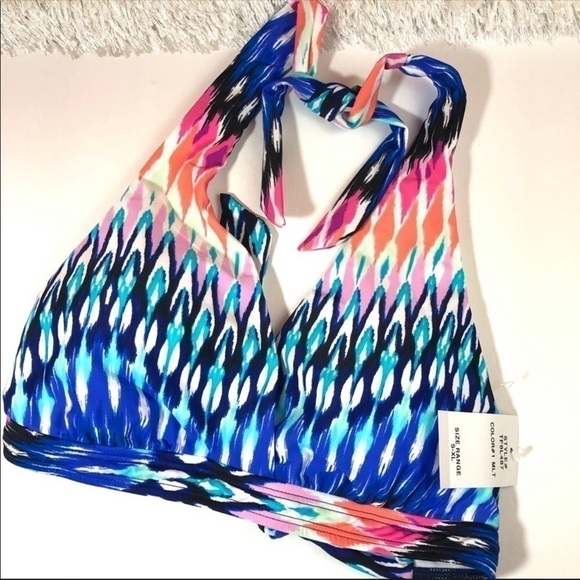 24th & Ocean Ikat Surplice Bikini Top S - Picture 3 of 6